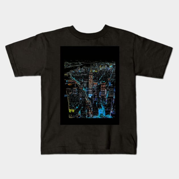 New York night Kids T-Shirt by Mimie20